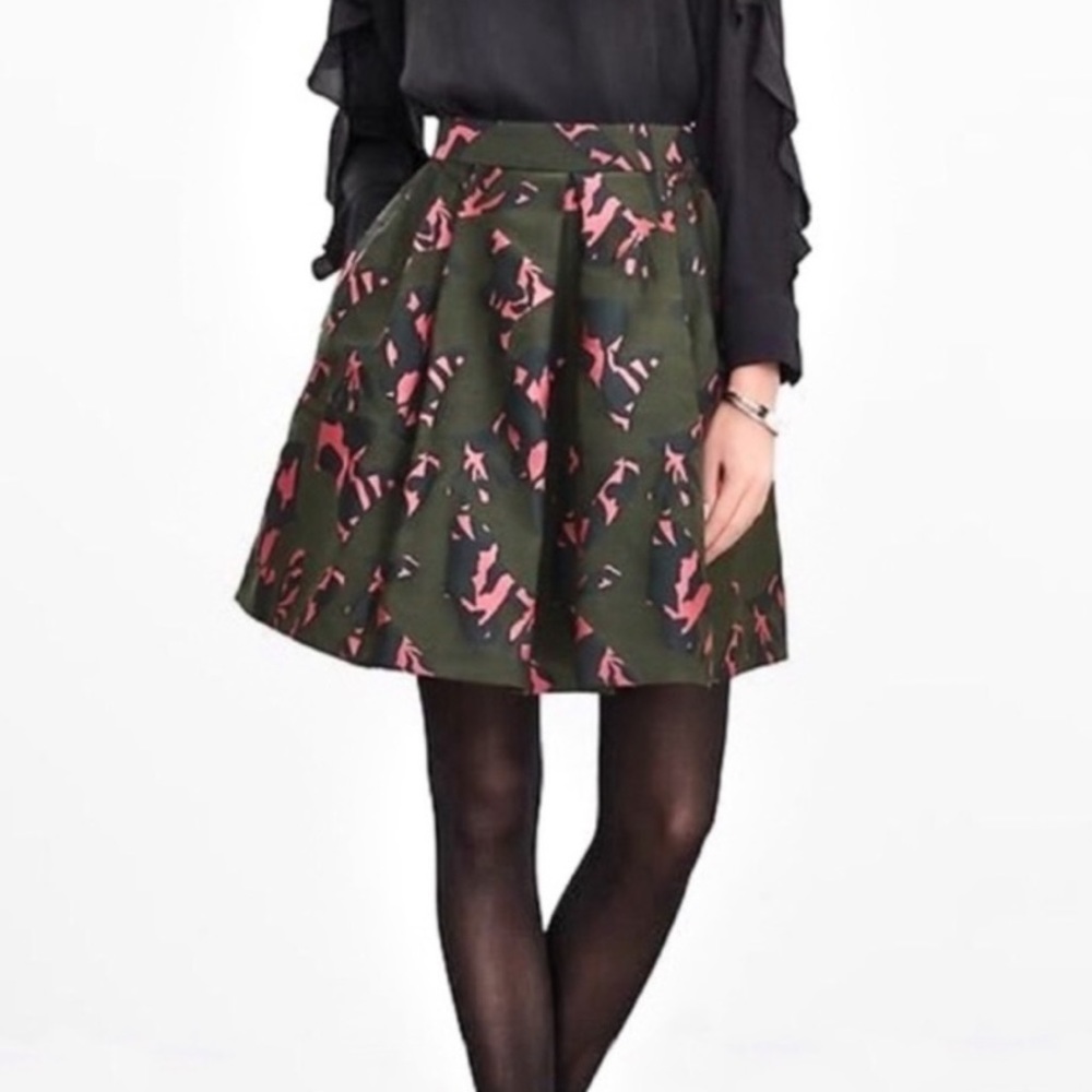 🆕NWT BananaRepublic OlivePinkBlack Jacquard Skirt